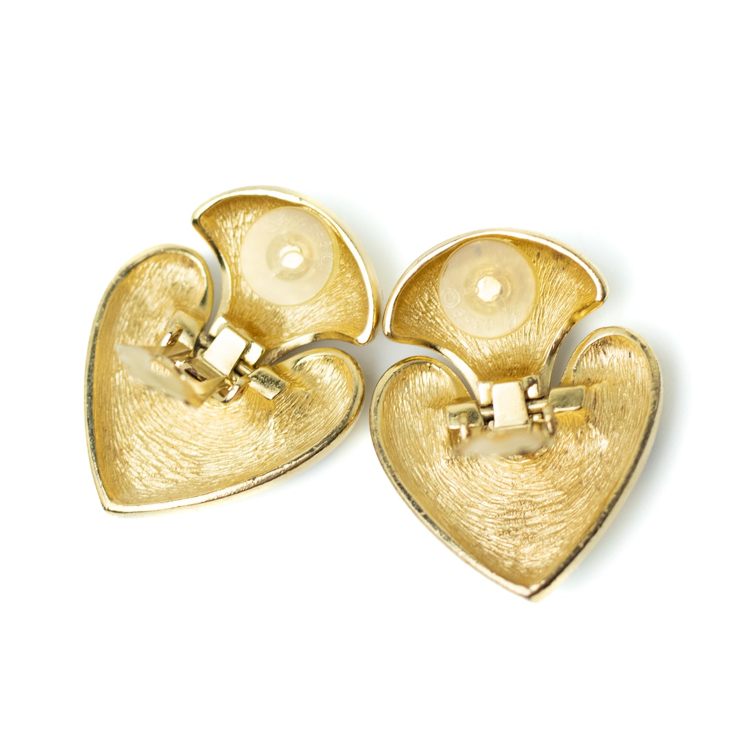 Henkel & Grosse Gold Tone Doorknocker Hearts Vintage Clip On Earrings