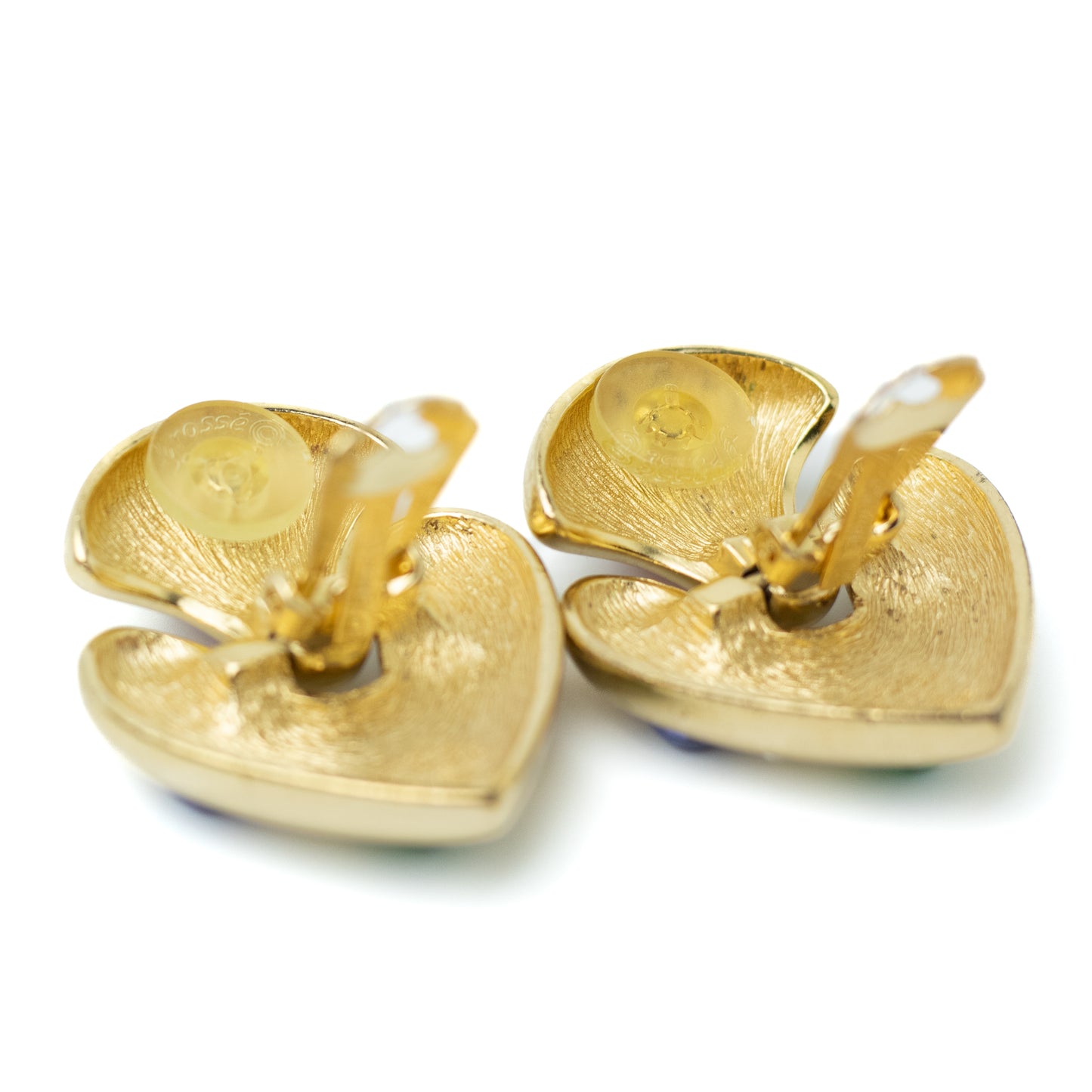 Henkel & Grosse Gold Tone Doorknocker Hearts Vintage Clip On Earrings