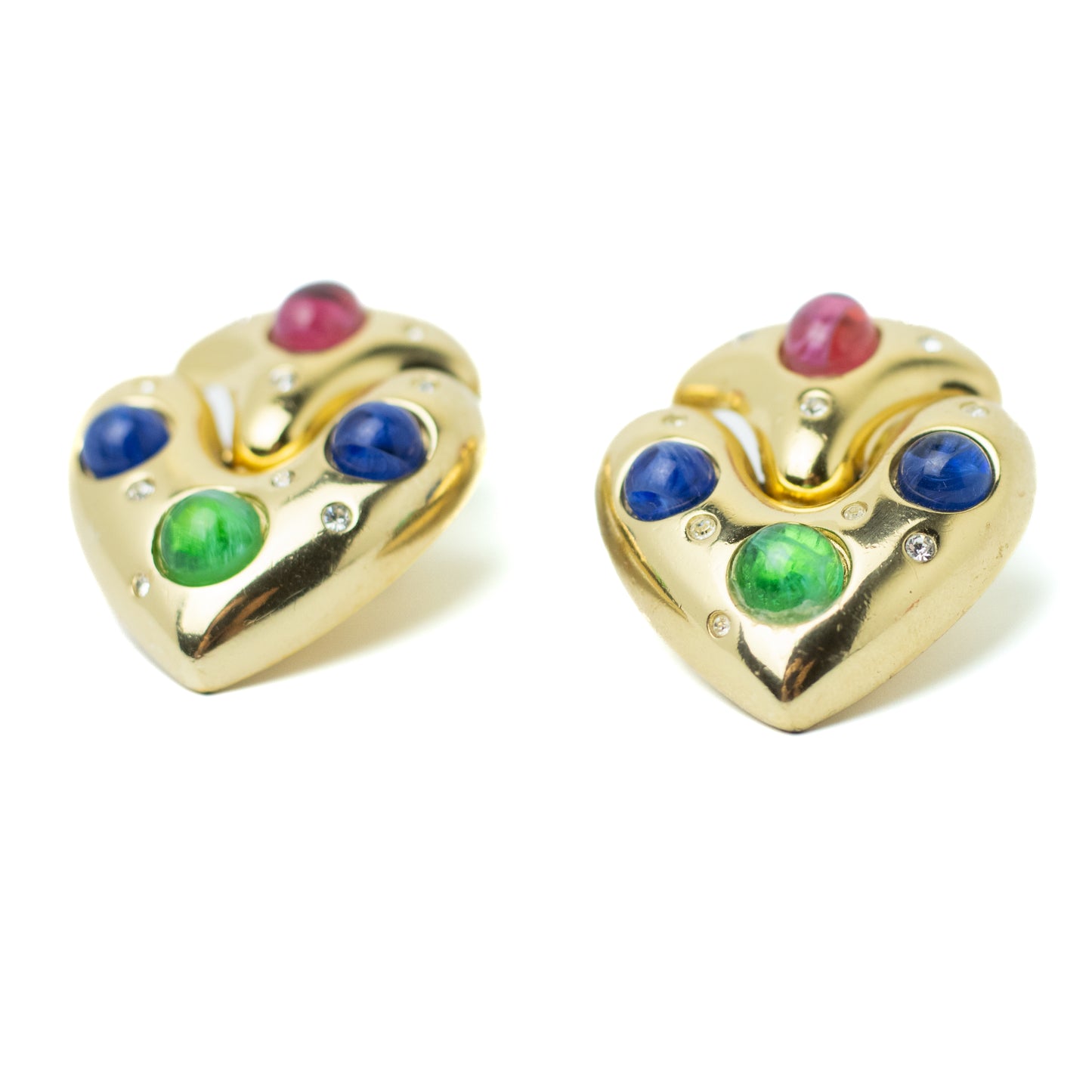 Henkel & Grosse Gold Tone Doorknocker Hearts Vintage Clip On Earrings