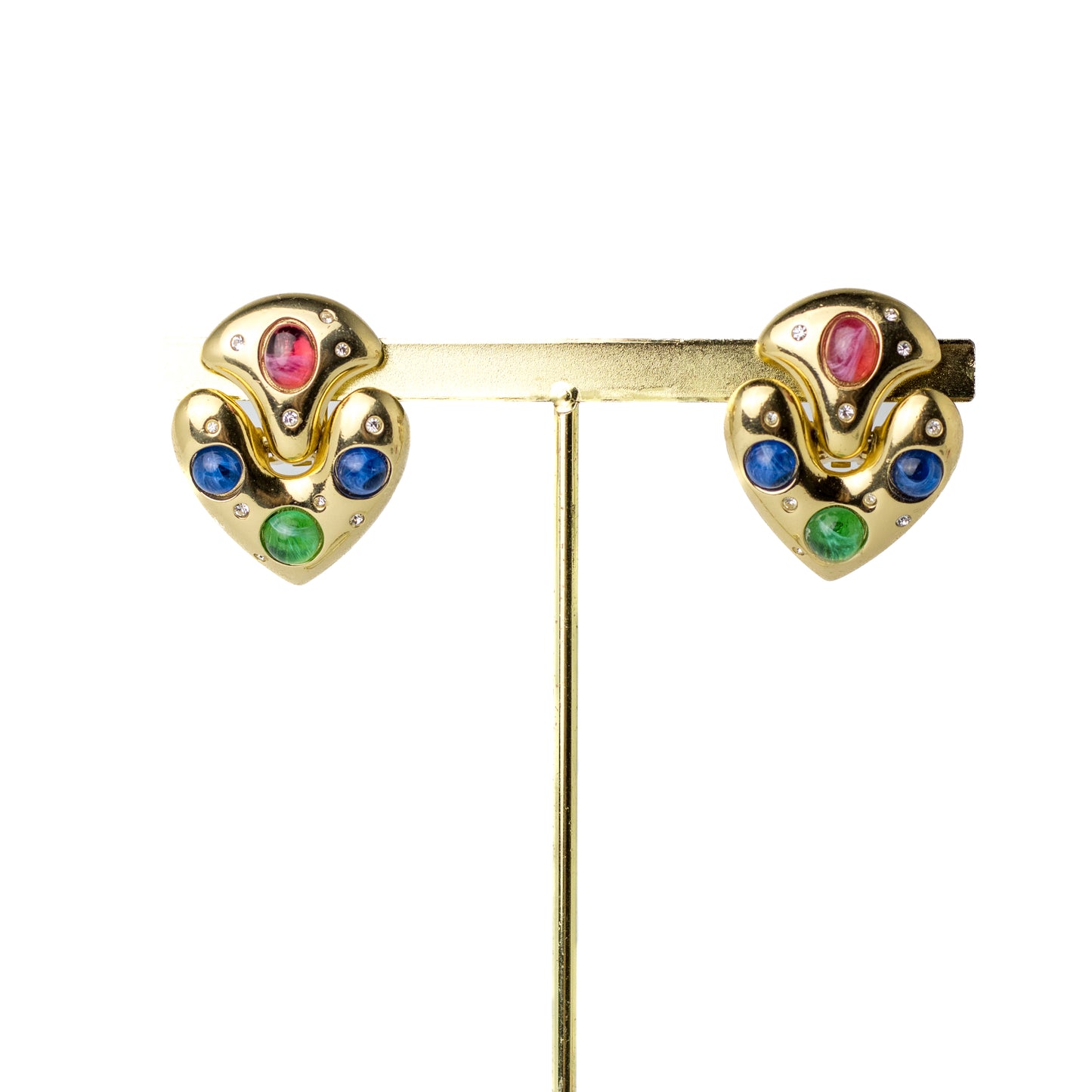 Henkel & Grosse Gold Tone Doorknocker Hearts Vintage Clip On Earrings