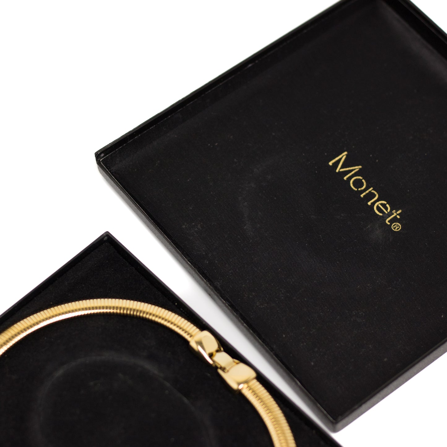 Monet Vintage Black Enamel Omega Necklace and Earrings Set