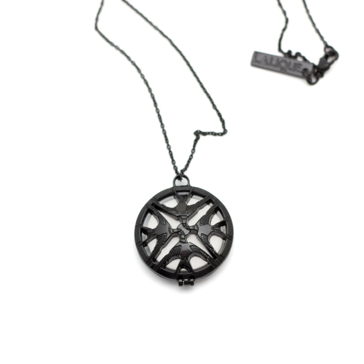 Lalique Hirondelles Perfume Diffuser Vintage Necklace with Black Swallows Pendant