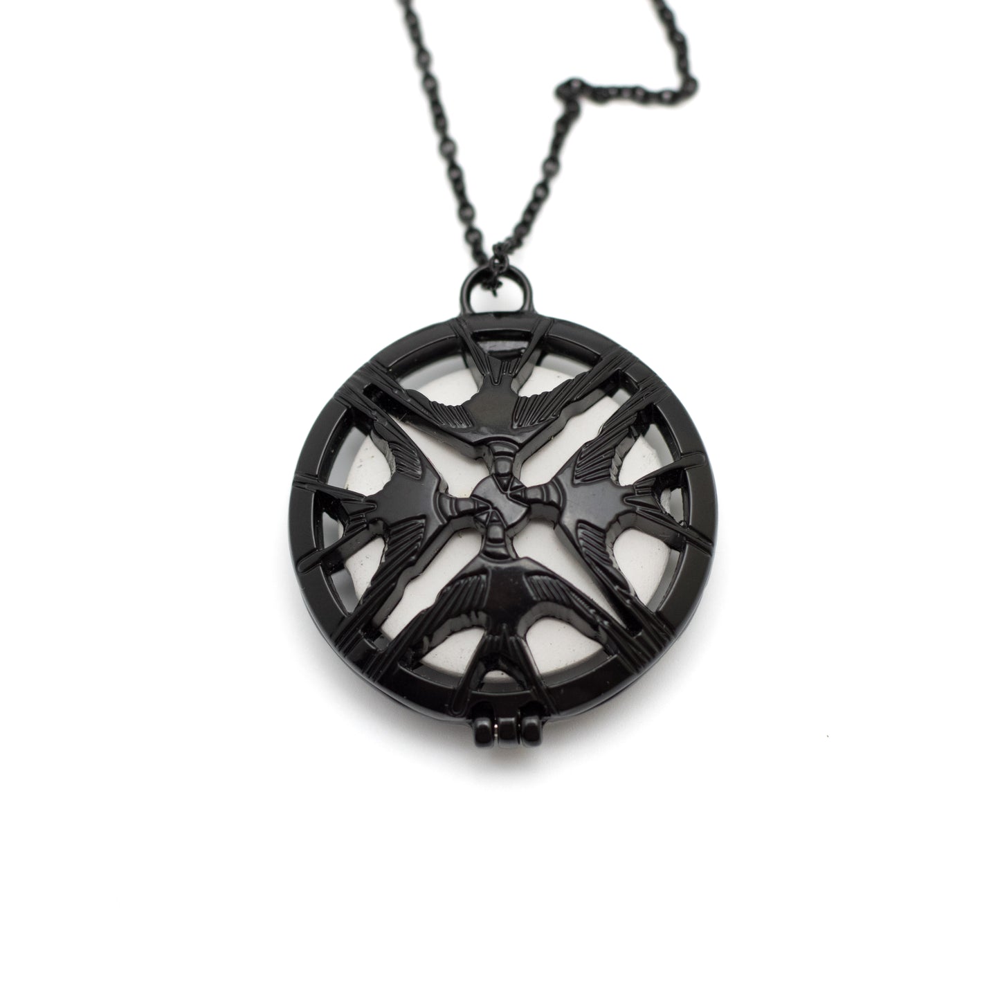 Lalique Hirondelles Perfume Diffuser Vintage Necklace with Black Swallows Pendant