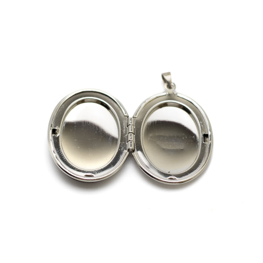 Michaela Frey Black Enamel Floral Locket Pendant Vintage Austrian Jewelry