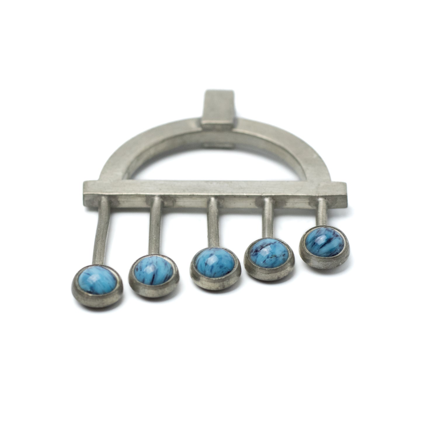 Jørgen Jensen Denmark Pewter Pendant With Faux Turquoise