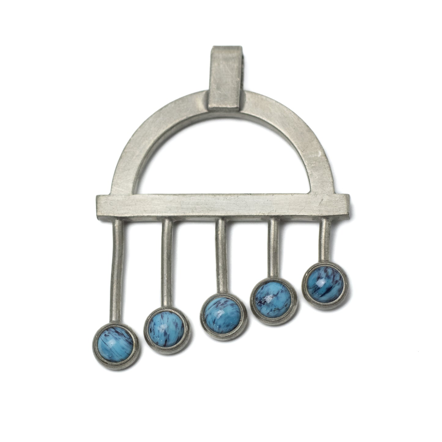 Jørgen Jensen Denmark Pewter Pendant With Faux Turquoise