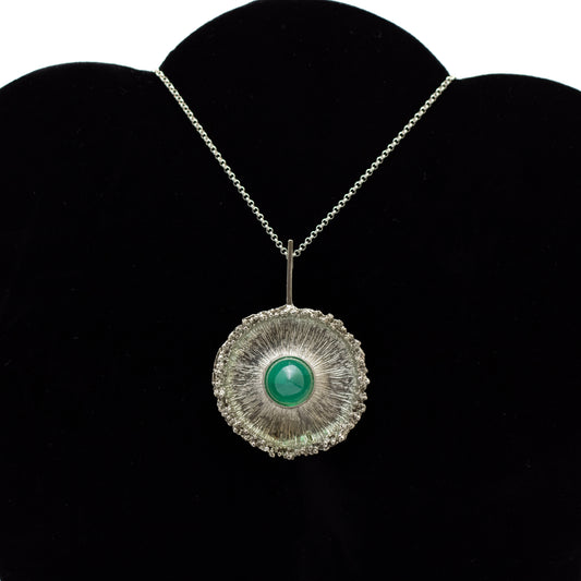 Theodor Fahrner Vintage Brutalist Silver Pendant with Chrysoprase