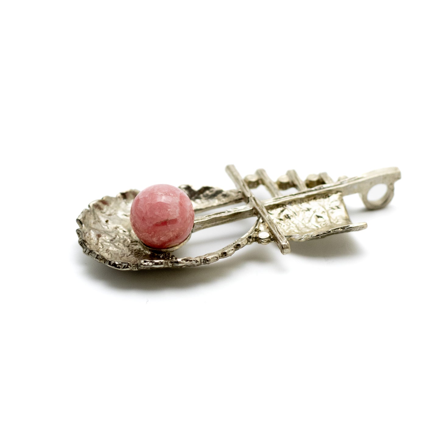 Theodor Fahrner Brutalist Silver Pendant with Rhodochrosite