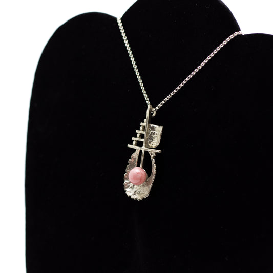 Theodor Fahrner Brutalist Silver Pendant with Rhodochrosite