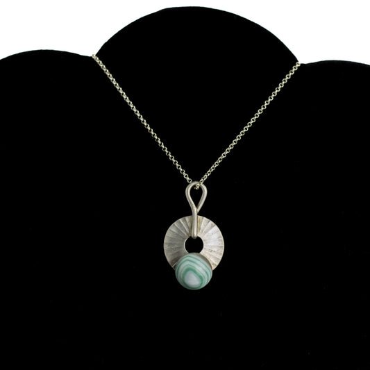 Theodor Fahrner Original Modernist Silver Pendant with Green Banded Agate