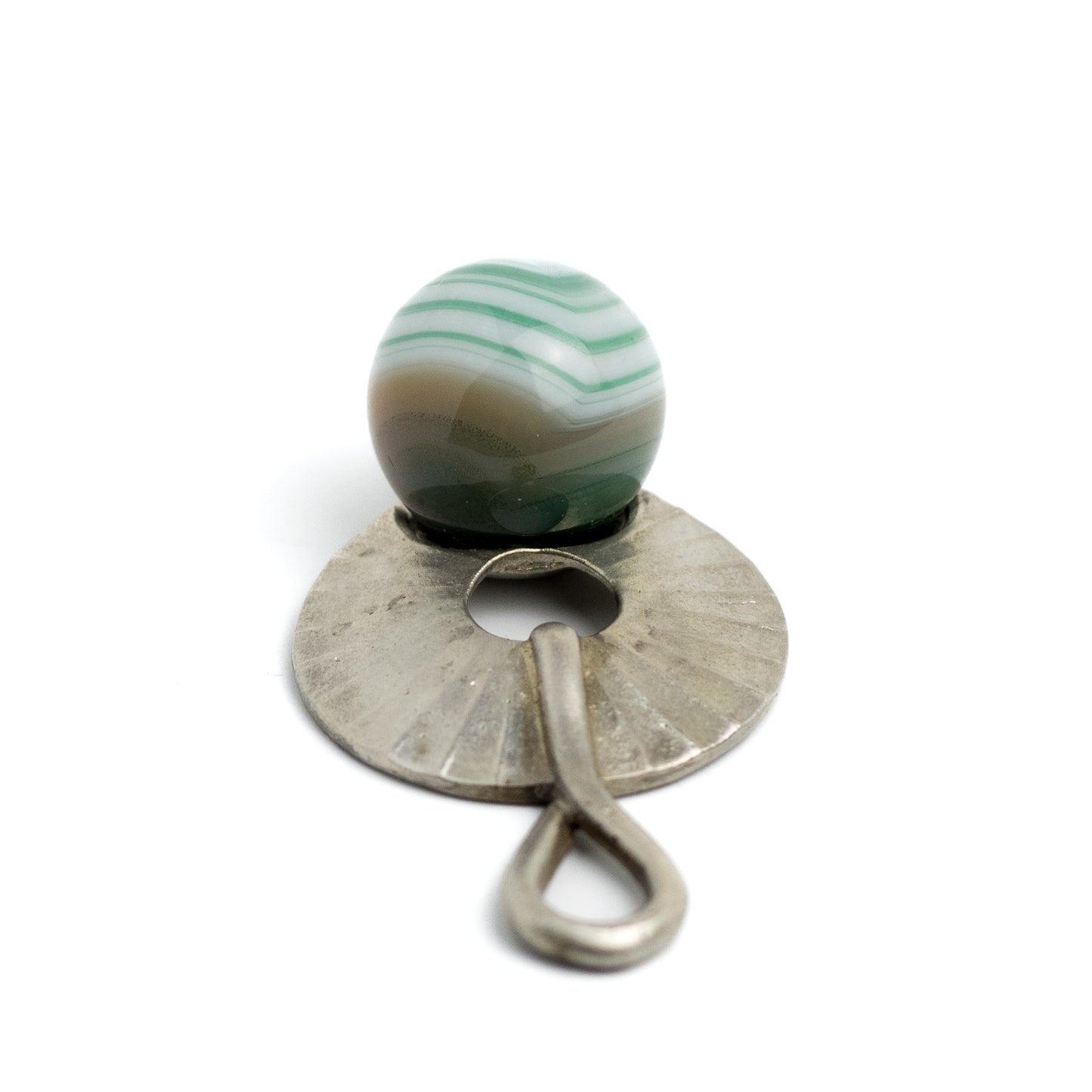 Theodor Fahrner Original Art Deco Silver Pendant with Green Banded Agate