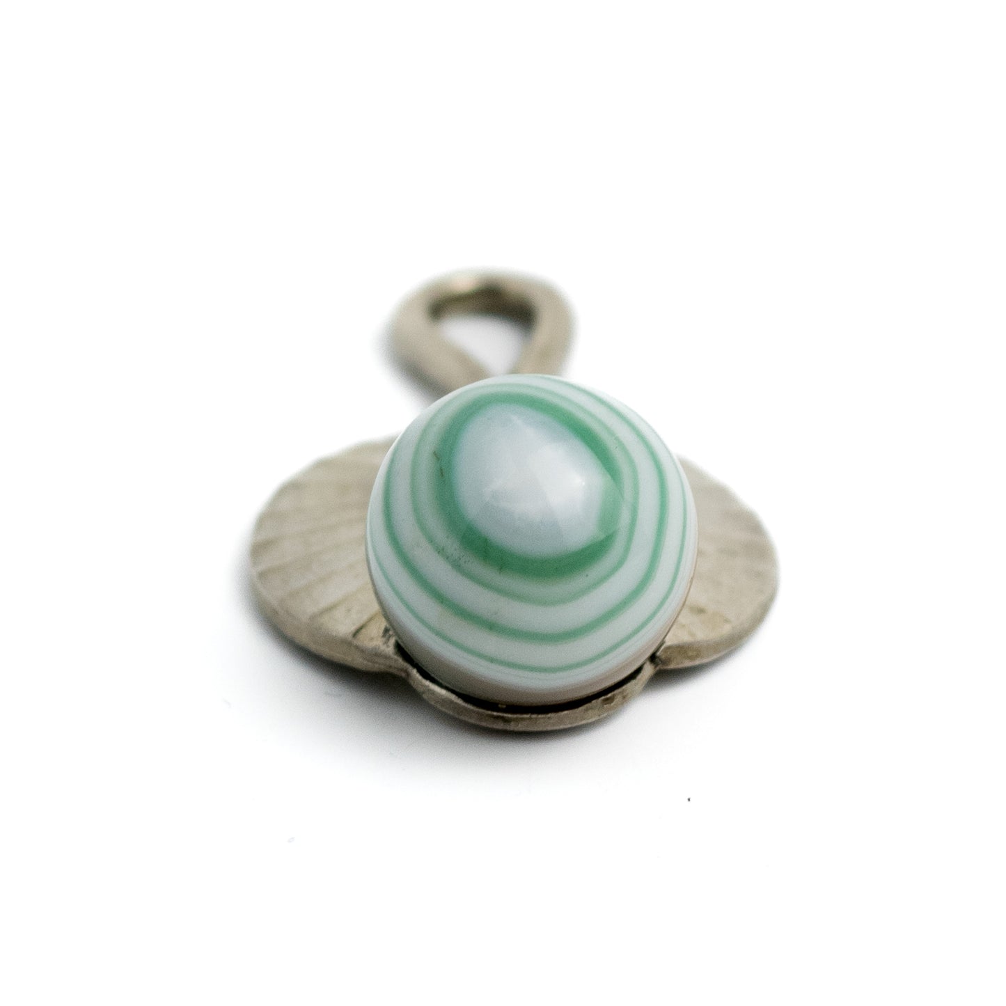 Theodor Fahrner Original Art Deco Silver Pendant with Green Banded Agate