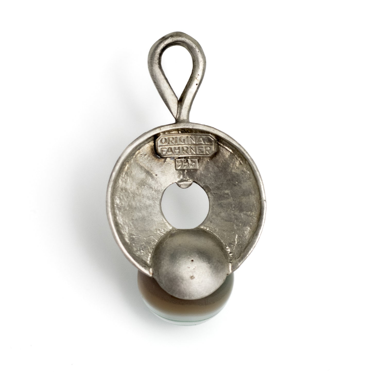 Theodor Fahrner Original Art Deco Silver Pendant with Green Banded Agate
