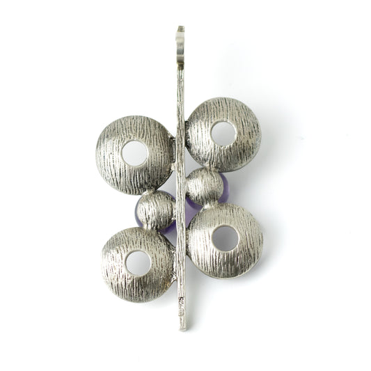 Theodor Fahrner Vintage Brutalist Silver Pendant with Amethyst Spheres