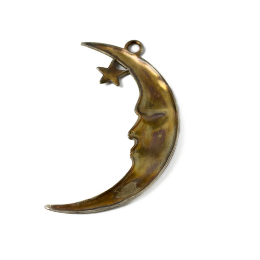 Large Art Nouveau Inspired Silver Man in the Moon Pendant