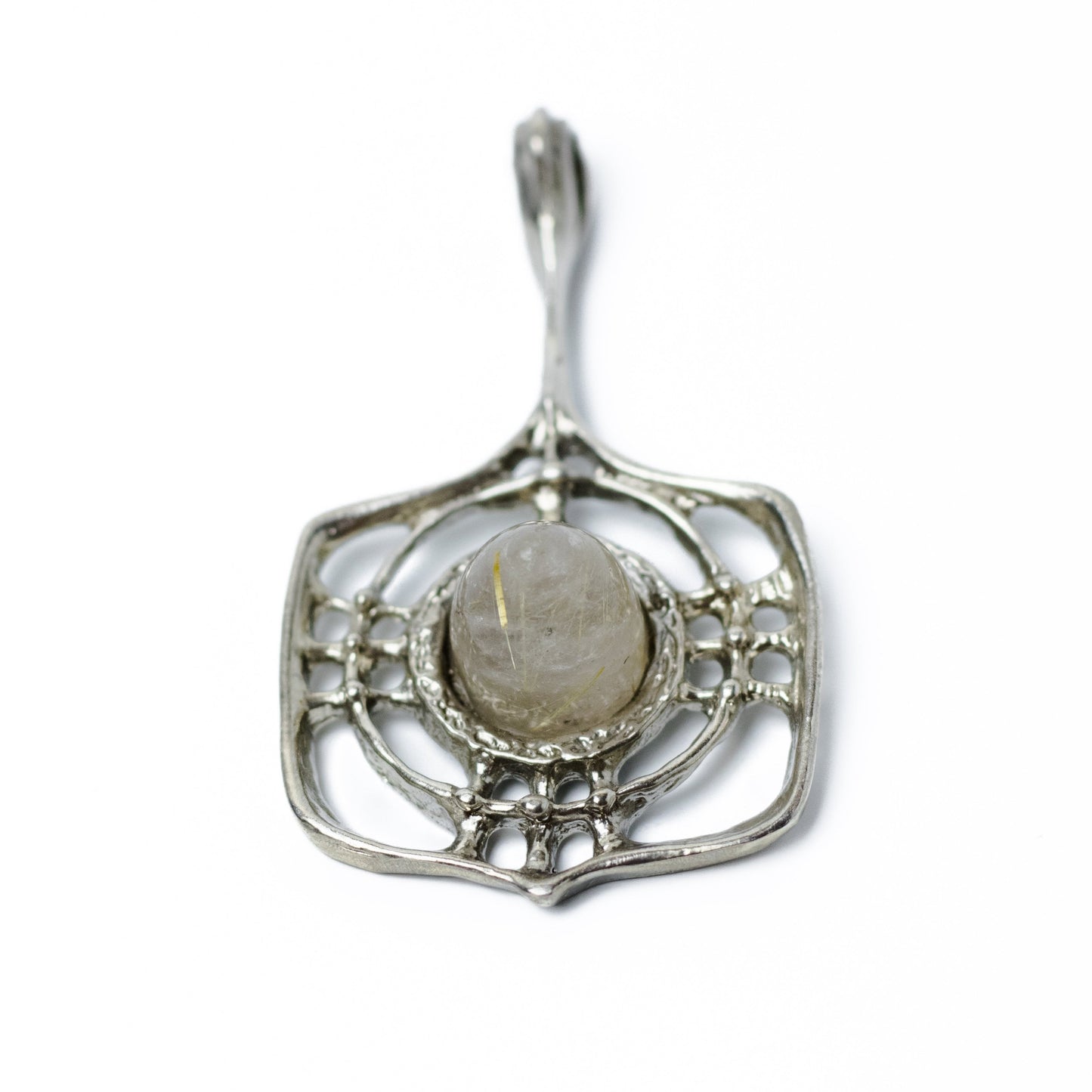 David Andersen Norway Vintage Brutalist Pendant with Rutilated Quartz
