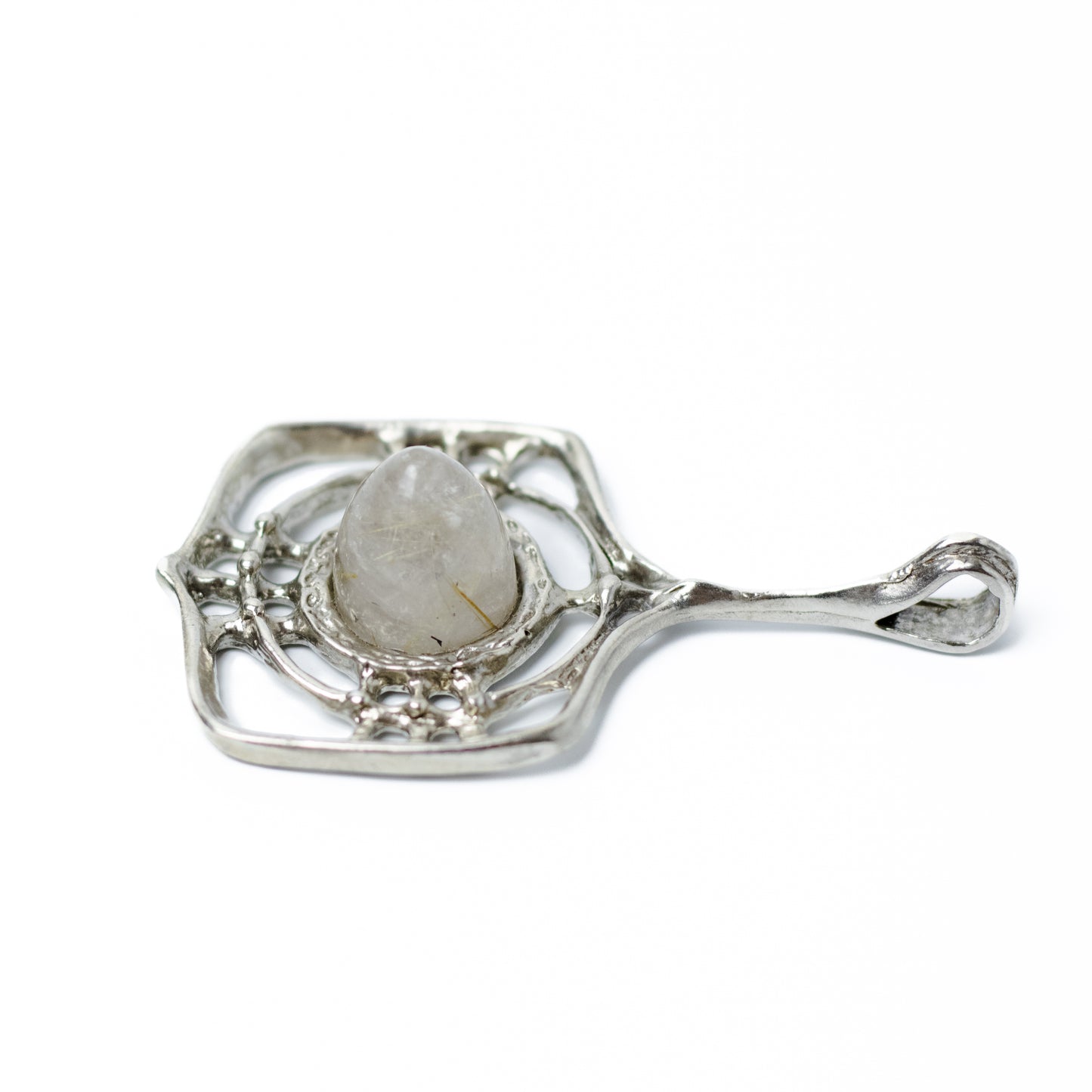 David Andersen Norway Vintage Brutalist Pendant with Rutilated Quartz