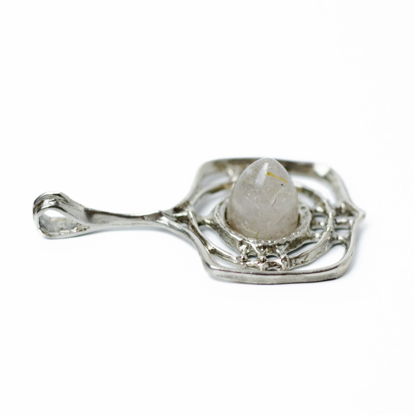 David Andersen Norway Vintage Brutalist Pendant with Rutilated Quartz