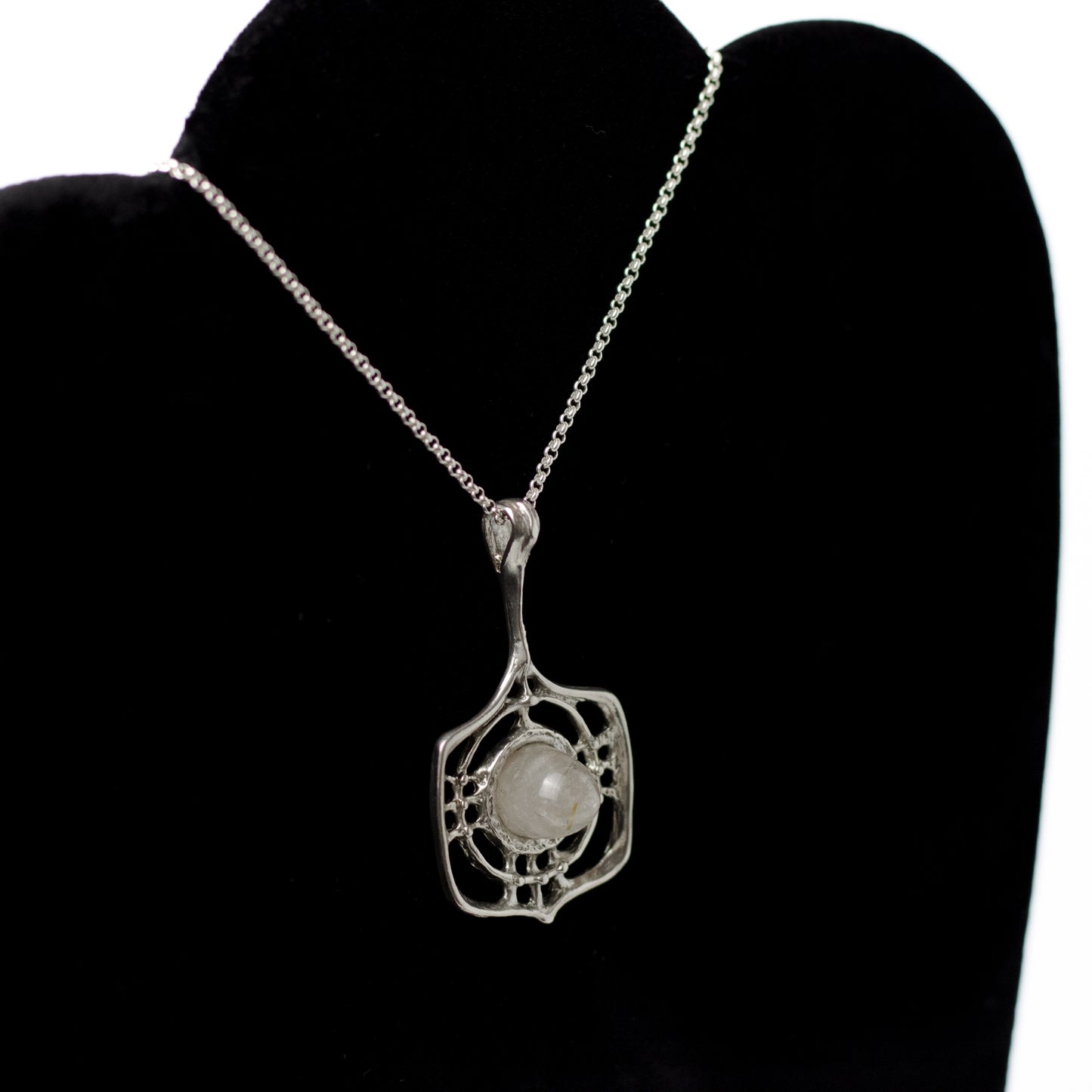 David Andersen Norway Vintage Brutalist Pendant with Rutilated Quartz