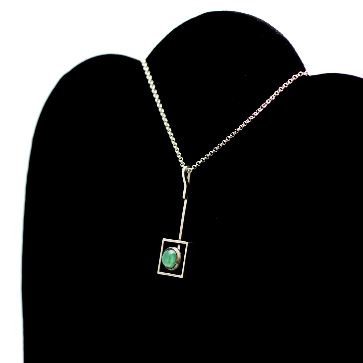 Niels Erik From Modernist Sterling Silver Pendant with Chrysoprase