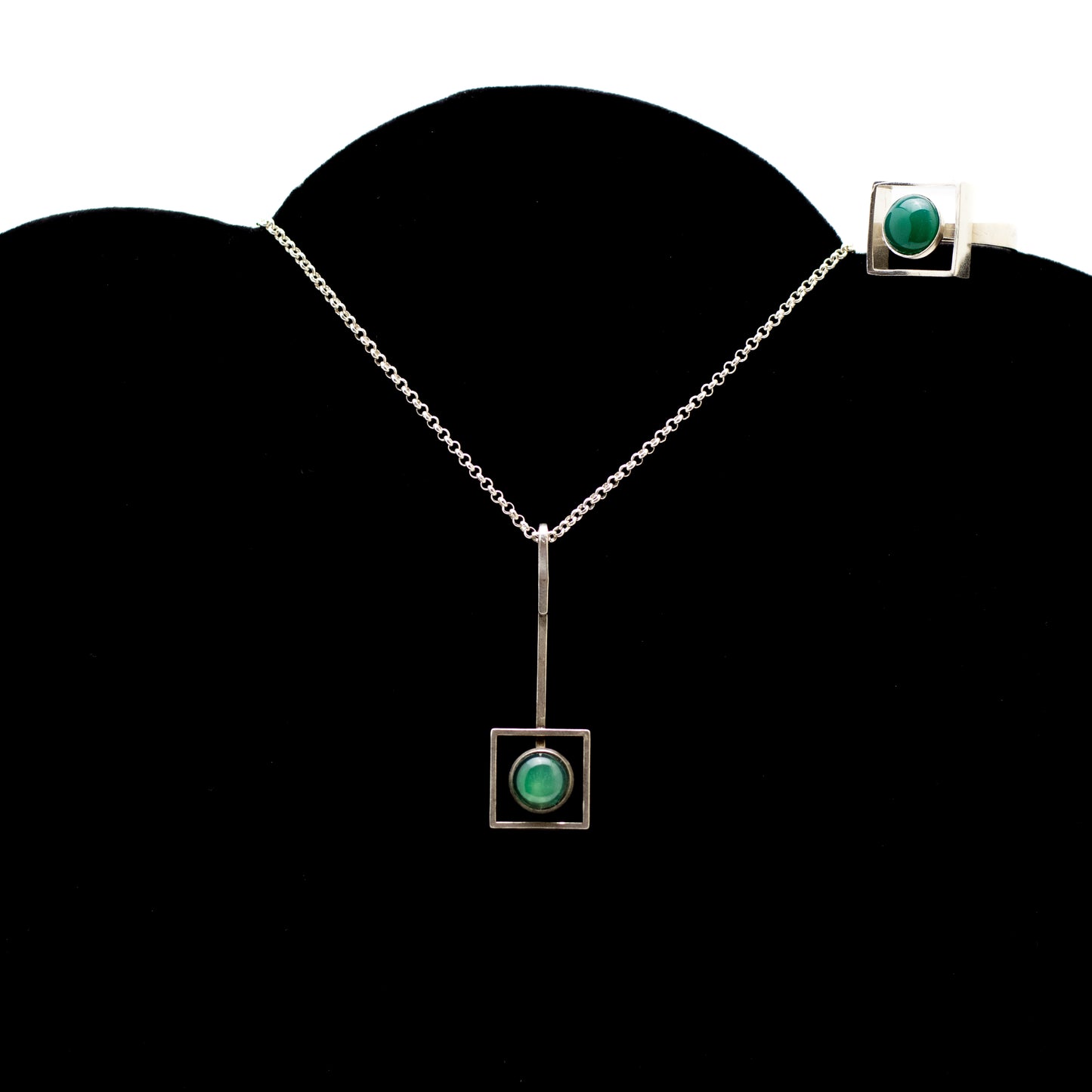 Niels Erik From Modernist Sterling Silver Pendant with Chrysoprase