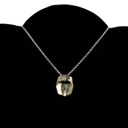 Monika & Burkhard OLY Vintage Brutalist Silver Pendant with Green Tourmaline