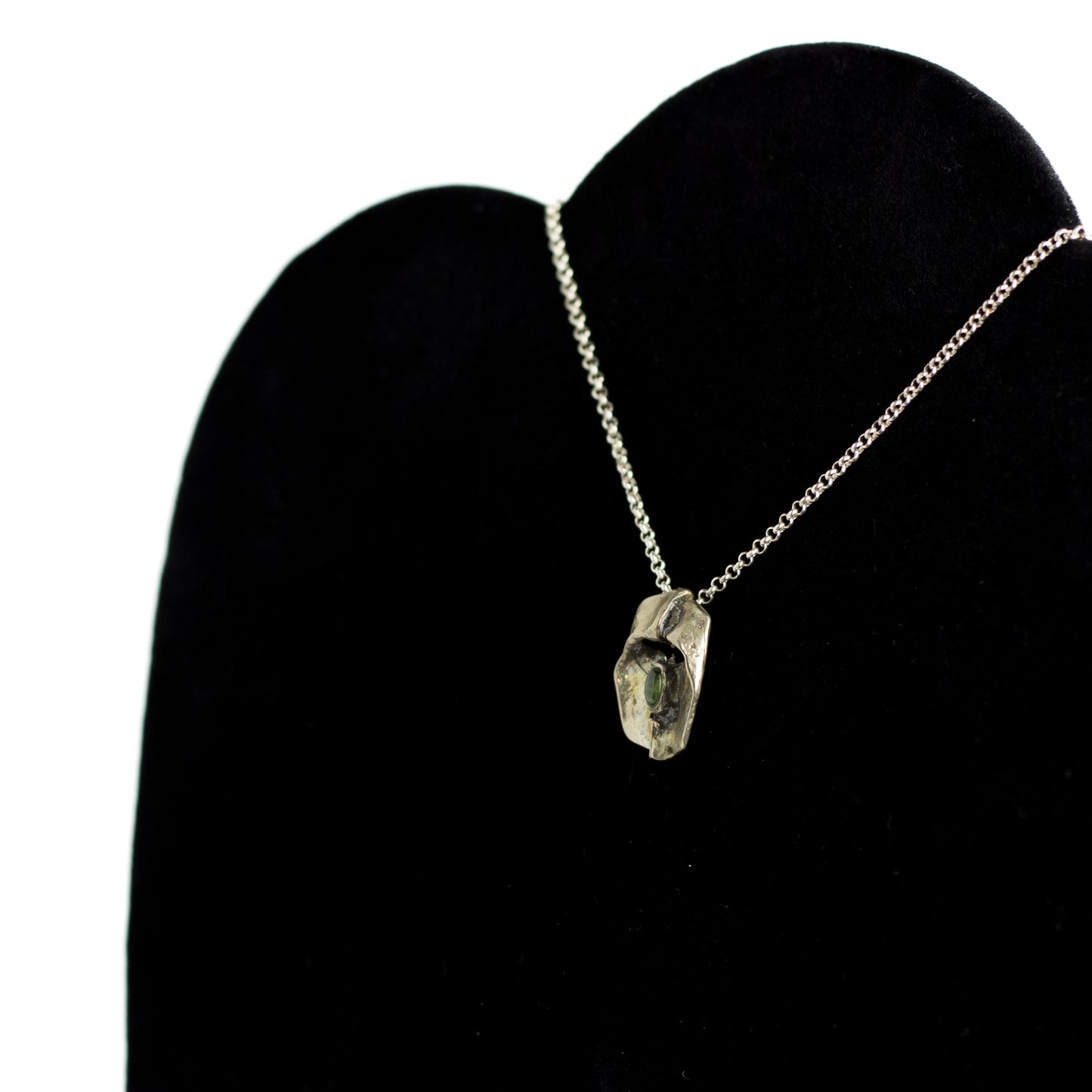 Monika & Burkhard OLY Vintage Brutalist Silver Pendant with Green Tourmaline
