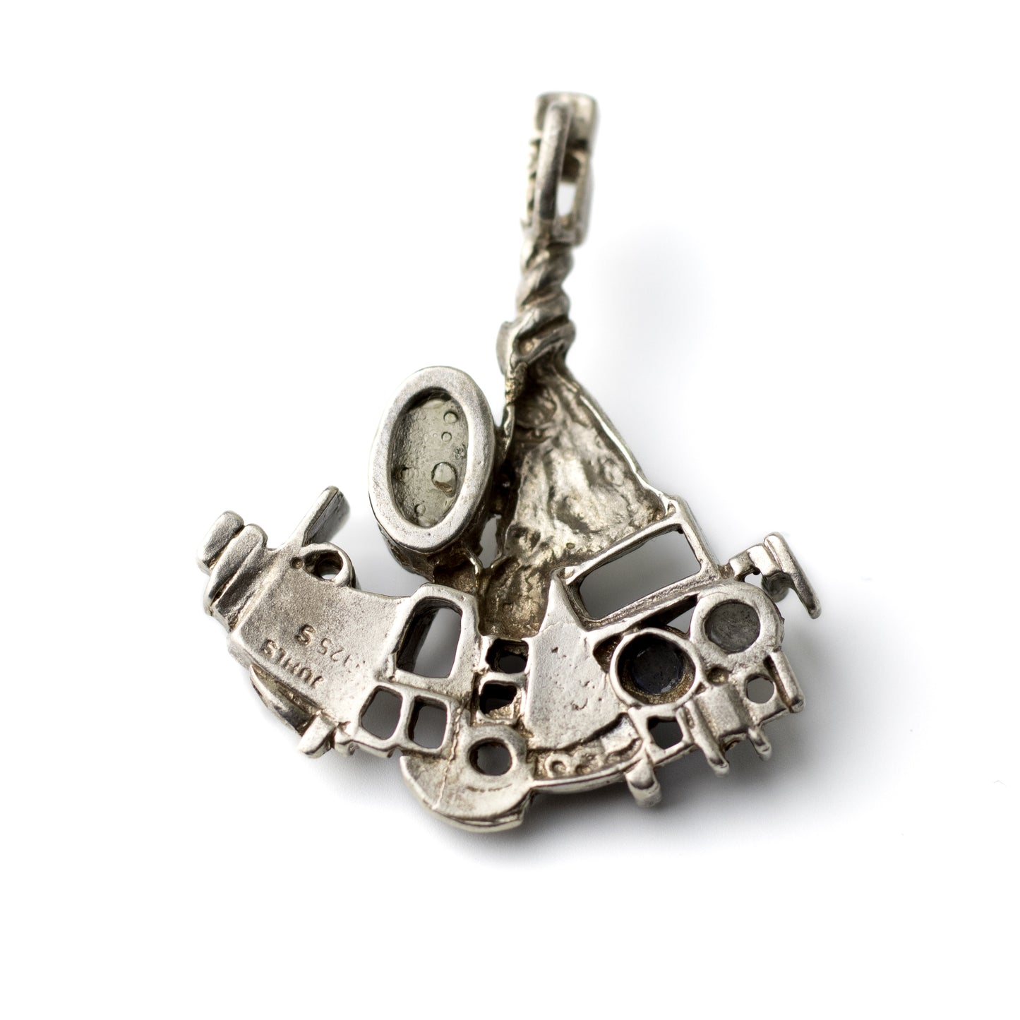 JUHLS Vintage Brutalist Silver Pendant with Labradorite Cabochons
