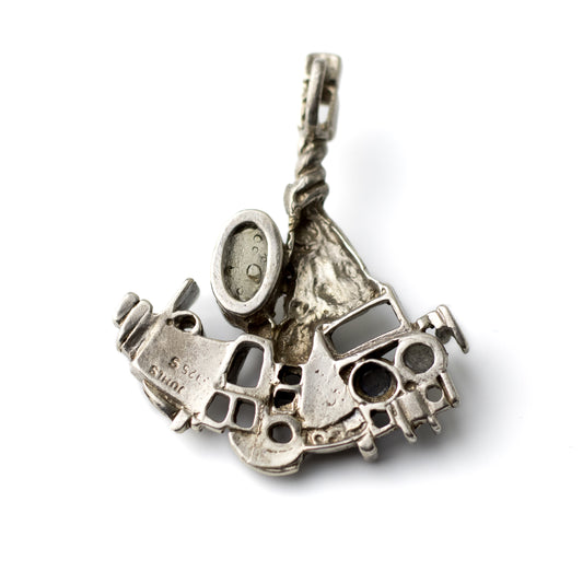 Juhls, Norway, Vintage Brutalist Silver Pendant with Labradorite Cabochons