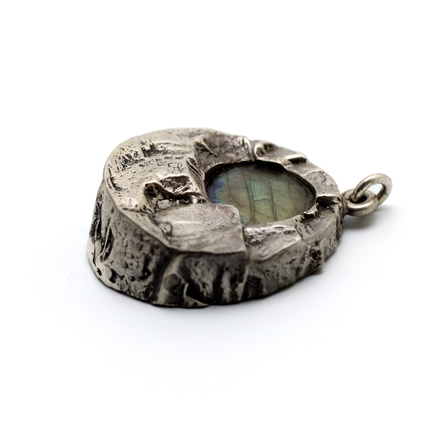 Finnish Brutalist Silver Pendant with Spectrolite