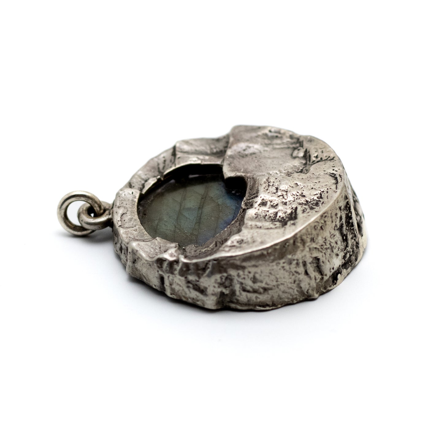 Finnish Brutalist Silver Pendant with Spectrolite