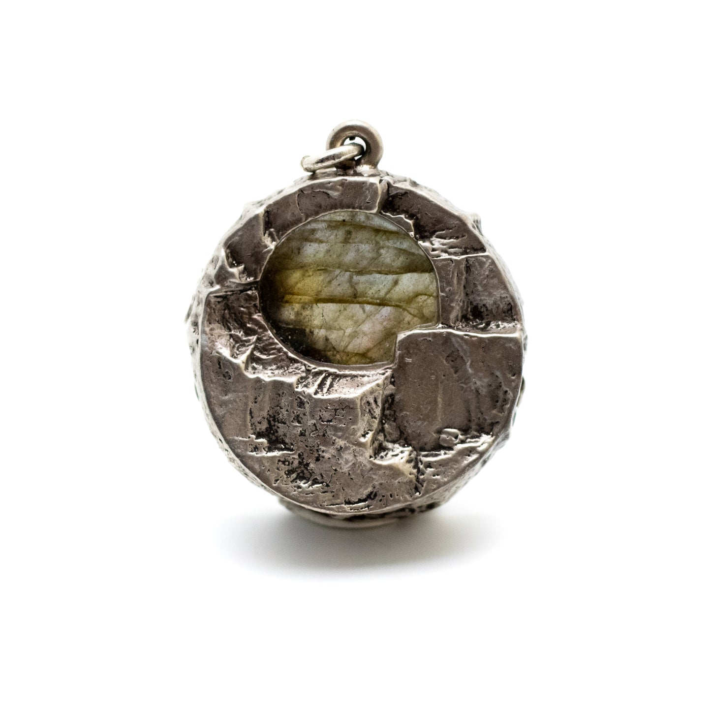 Finnish Brutalist Silver Pendant with Spectrolite
