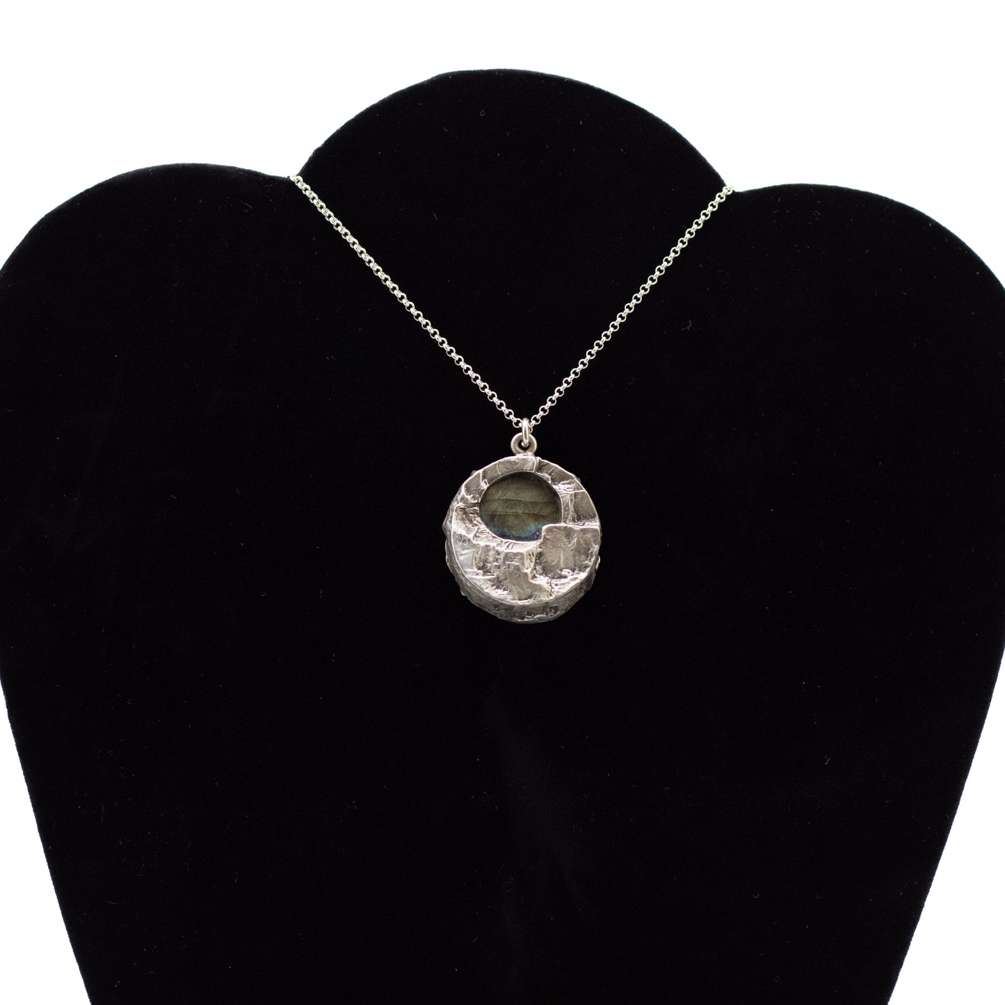 Finnish Brutalist Silver Pendant with Spectrolite