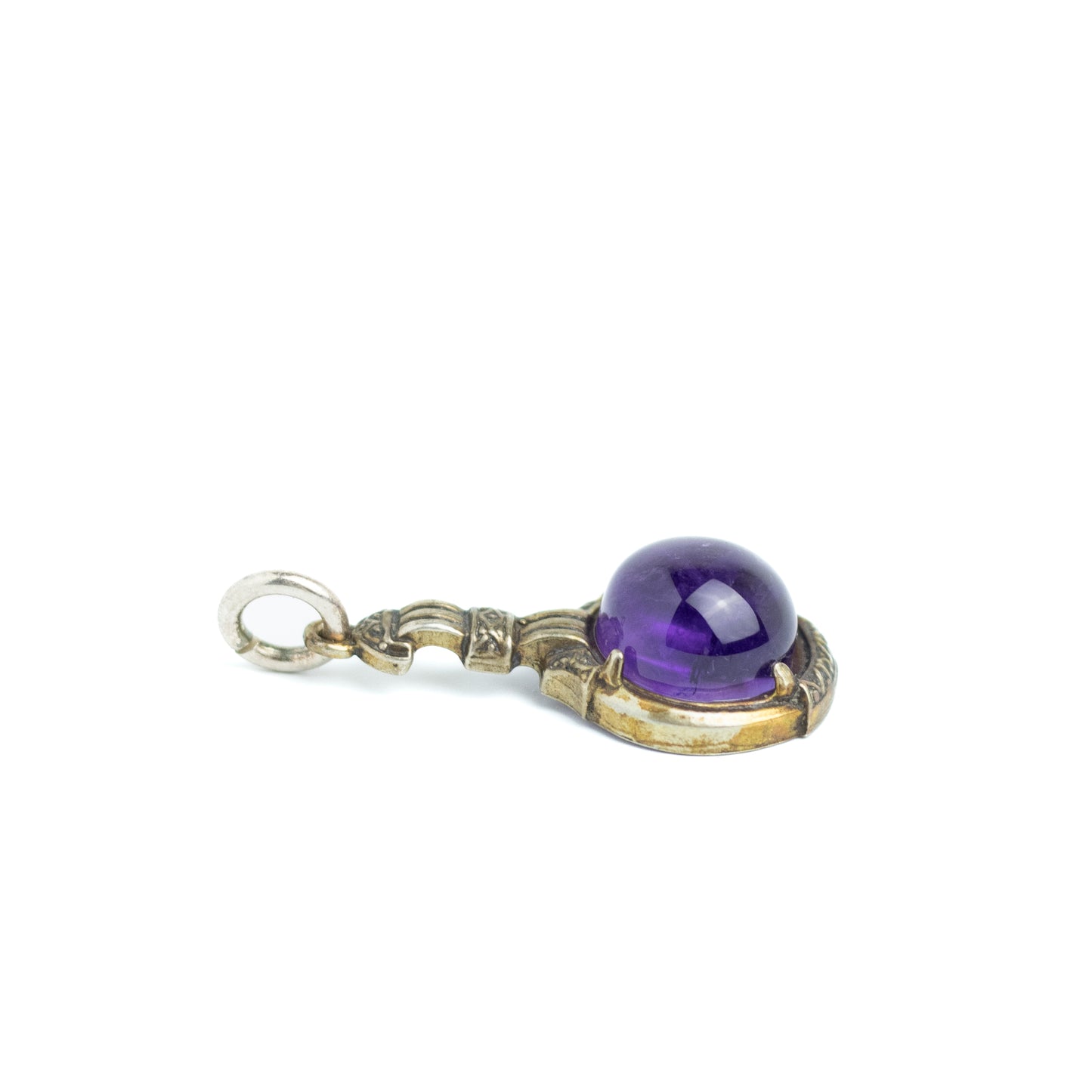 Art Deco Antique Silver Pendant with Amethyst
