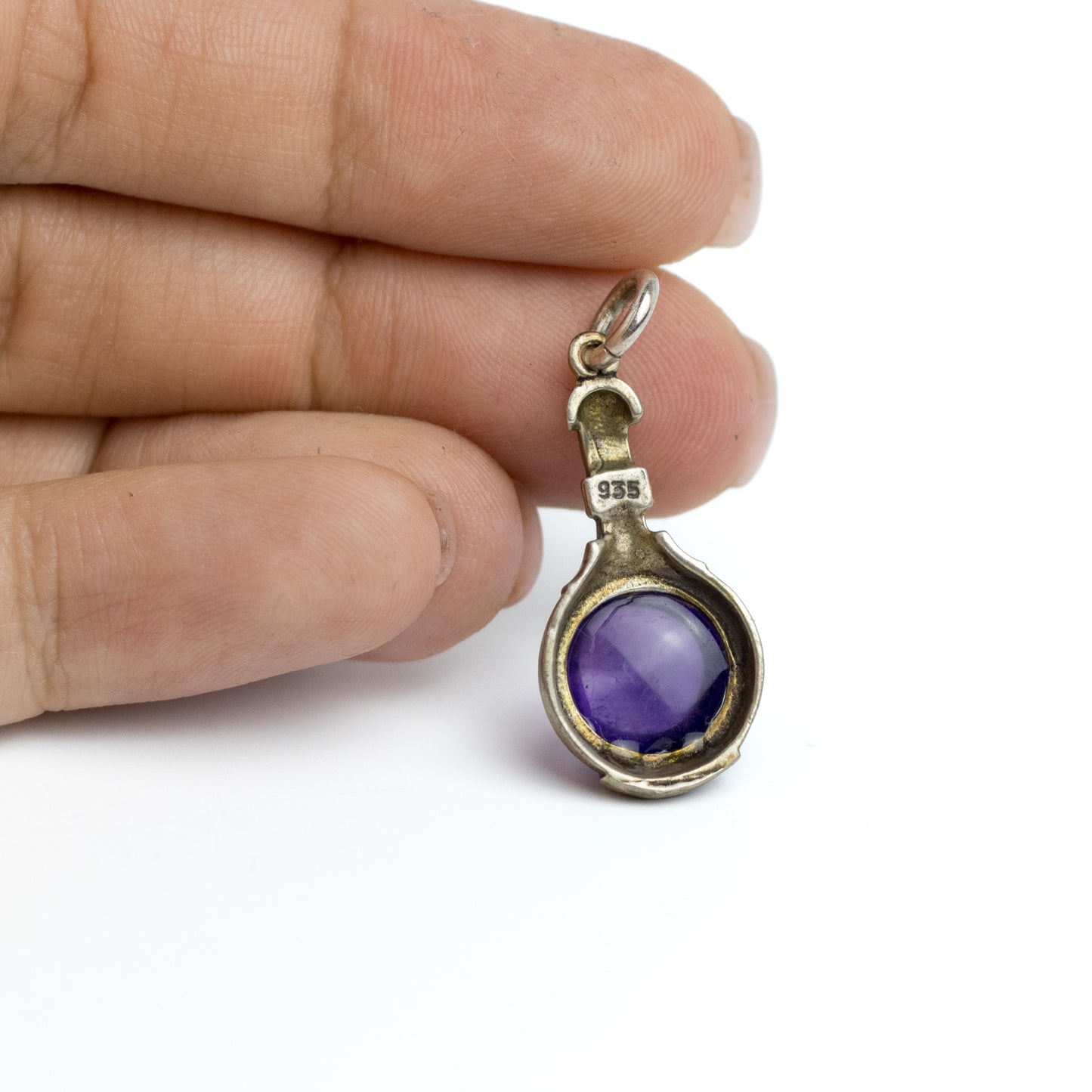Art Deco Antique Silver Pendant with Amethyst