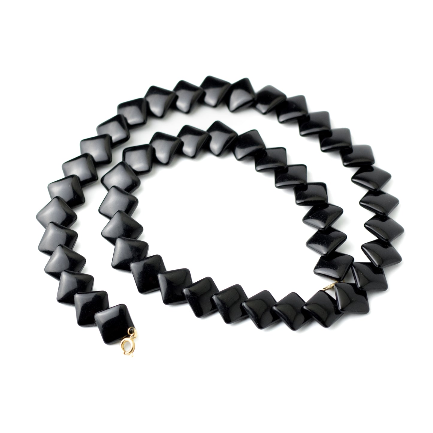 Vintage Trifari Black Square Beads Choker Necklace