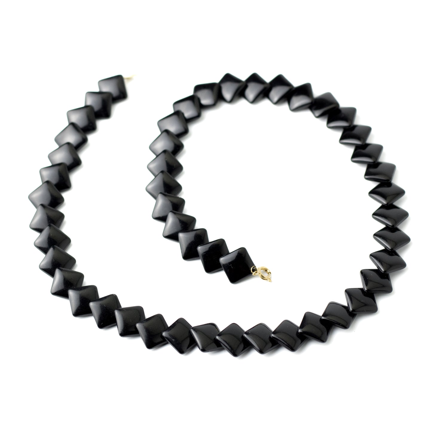 Vintage Trifari Black Square Beads Choker Necklace