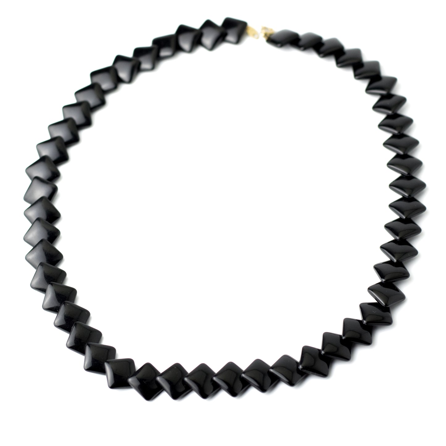 Vintage Trifari Black Square Beads Choker Necklace