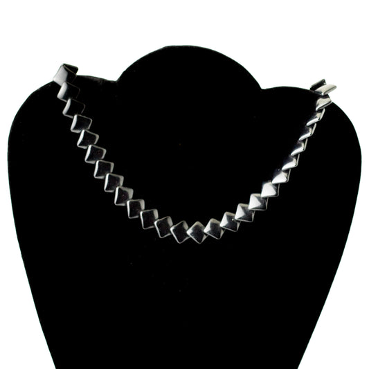 Vintage Trifari Black Square Beads Choker Necklace