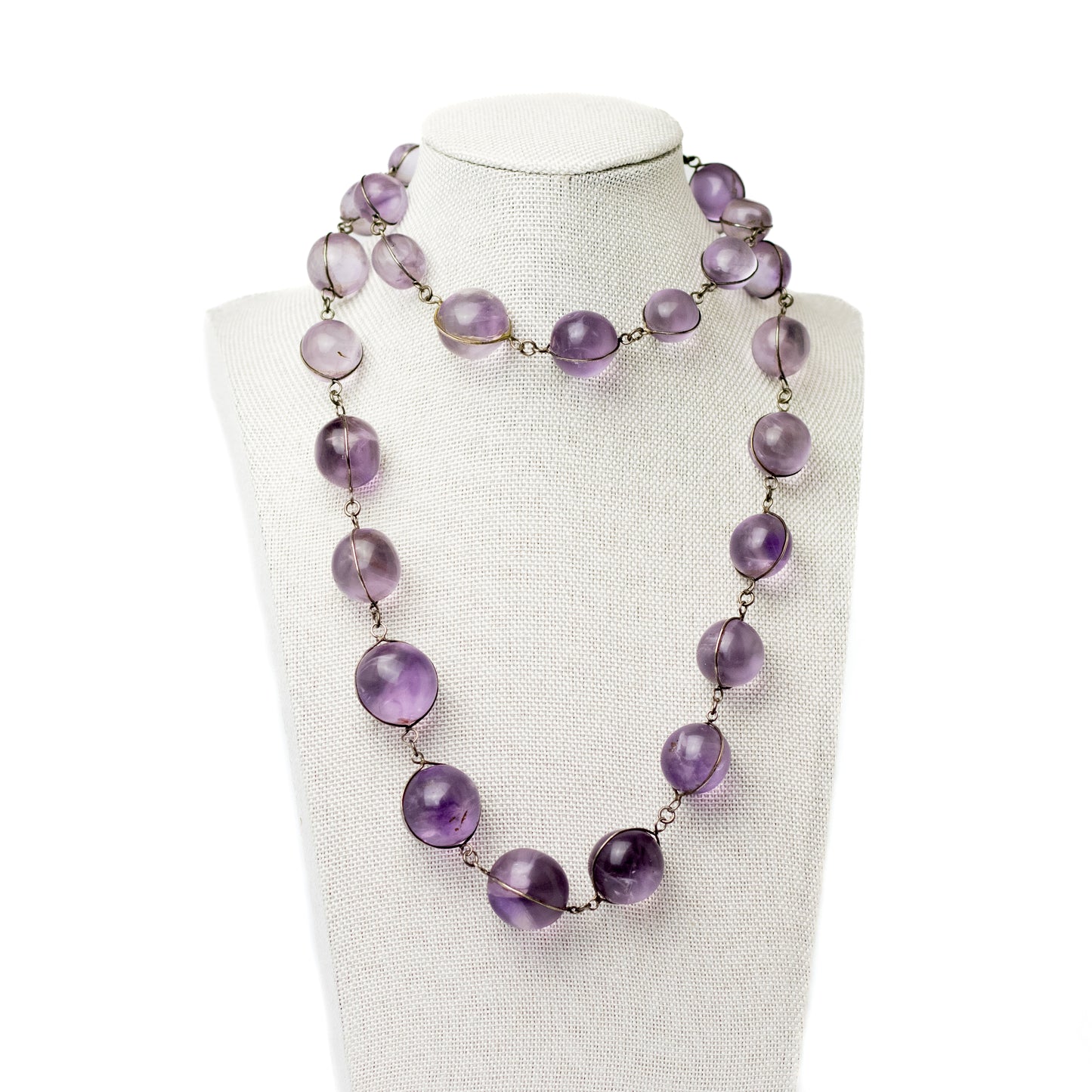 Antique Amethyst Pool of Light Graduated Bead Necklace from Early 20th Century