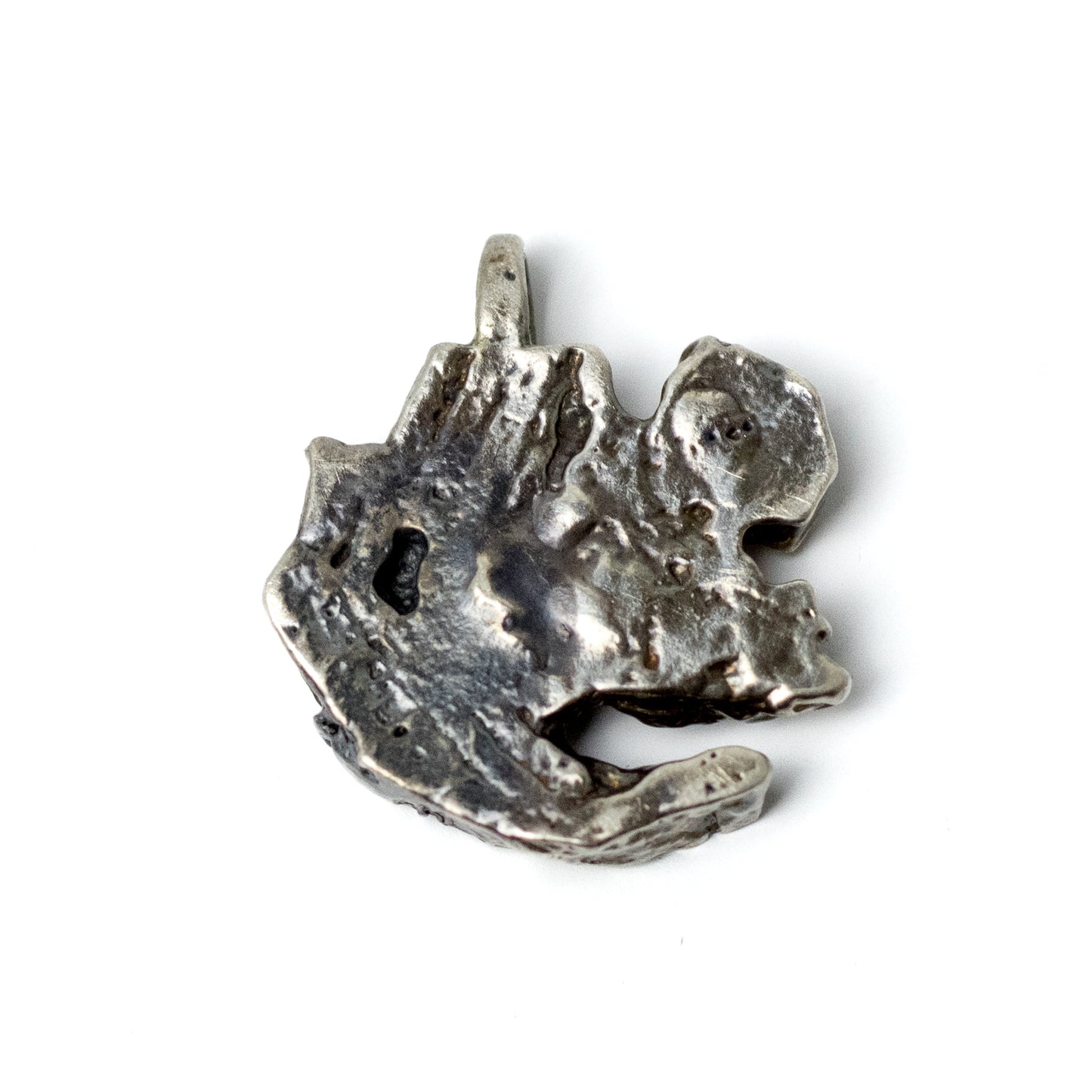 Vintage Brutalist Silver Pendant with Moonstone