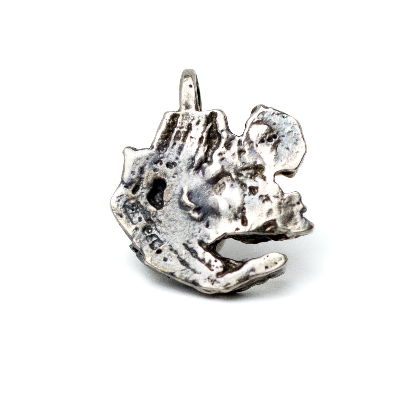 Vintage Brutalist Silver Pendant with Moonstone