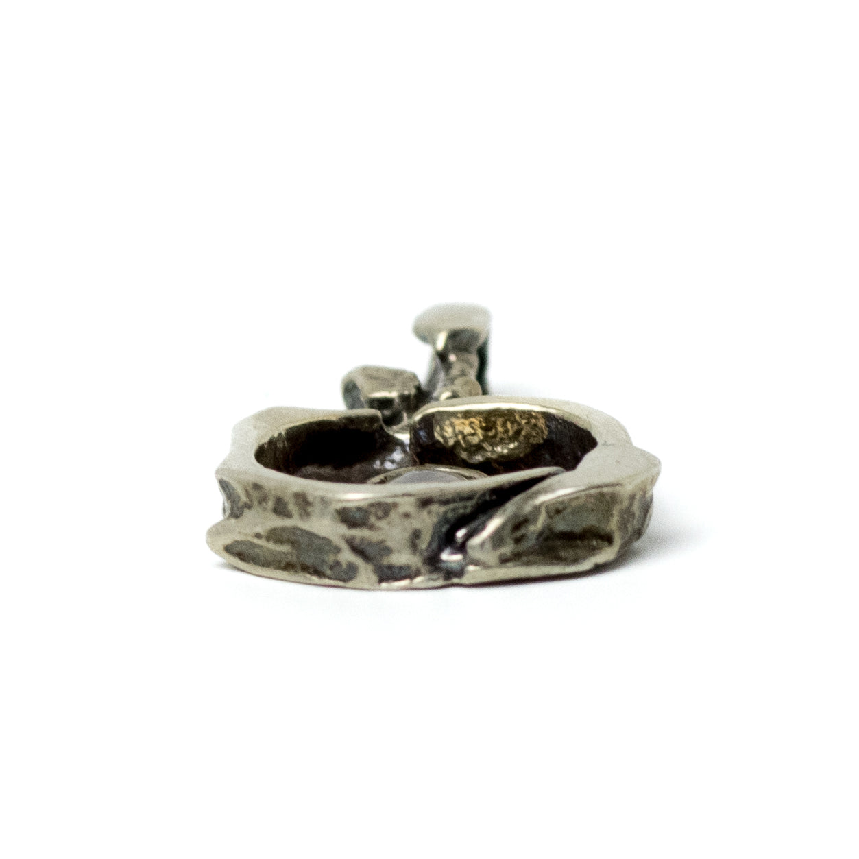 Vintage Brutalist Silver Rose Pendant with Moonstone
