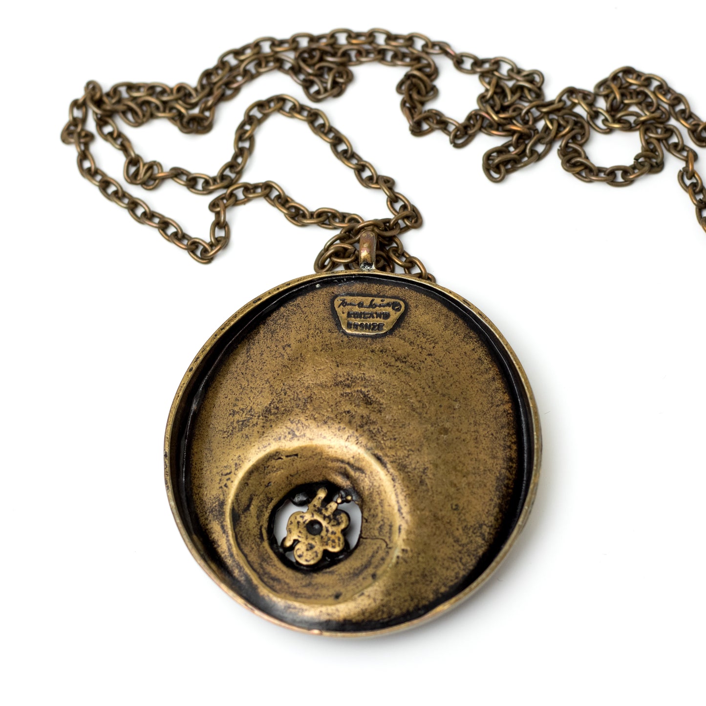 Jorma Laine Sombrero Bronze Pendant Necklace for Turun Hopea, Finland