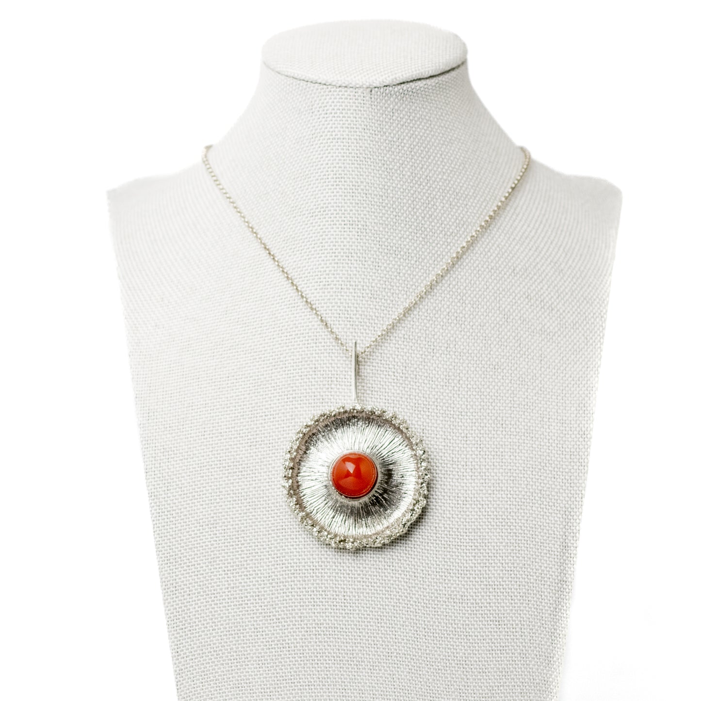 Theodor Fahrner Vintage Brutalist Silver Pendant with Carnelion