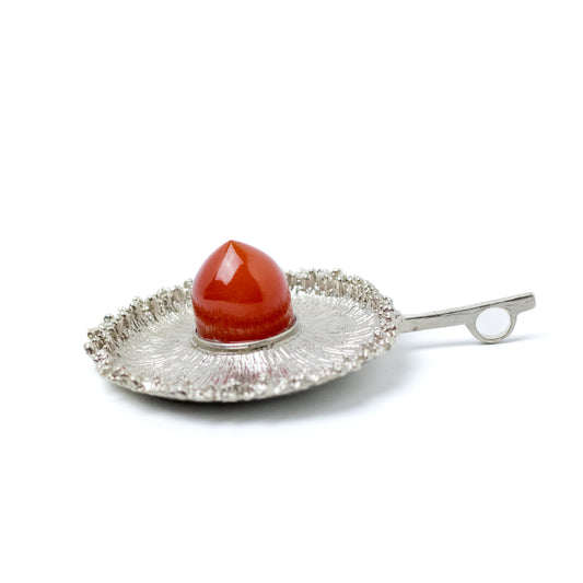 Theodor Fahrner Vintage Brutalist Silver Pendant with Carnelion