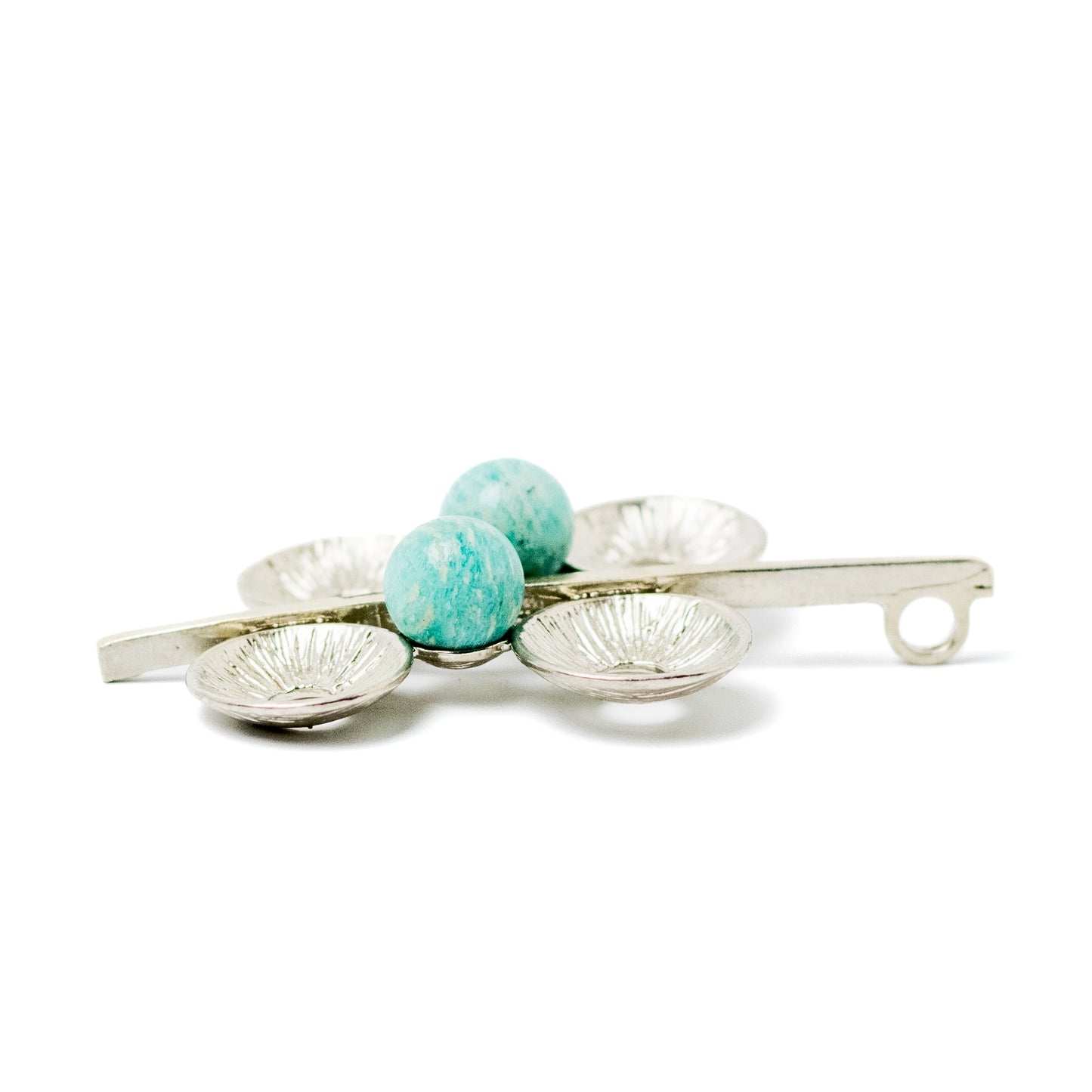 Theodor Fahrner Vintage Brutalist Silver Pendant with Amazonite Spheres