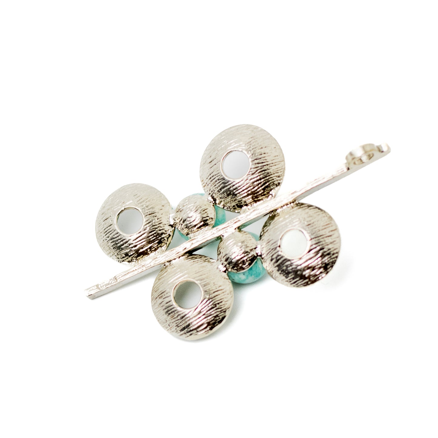 Theodor Fahrner Vintage Brutalist Silver Pendant with Amazonite Spheres