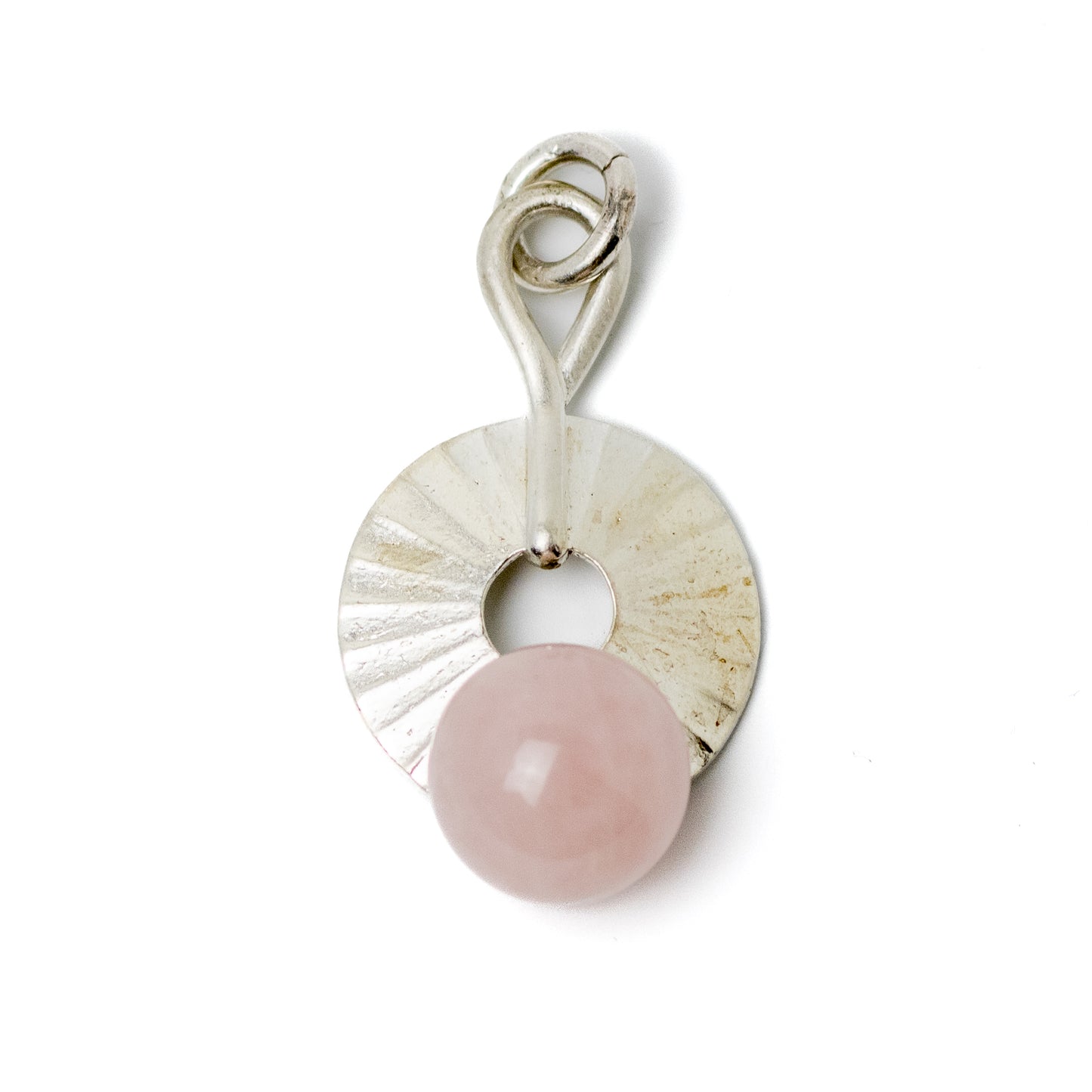 Theodor Fahrner Original Modernist Silver Pendant with Rose Quartz Sphere
