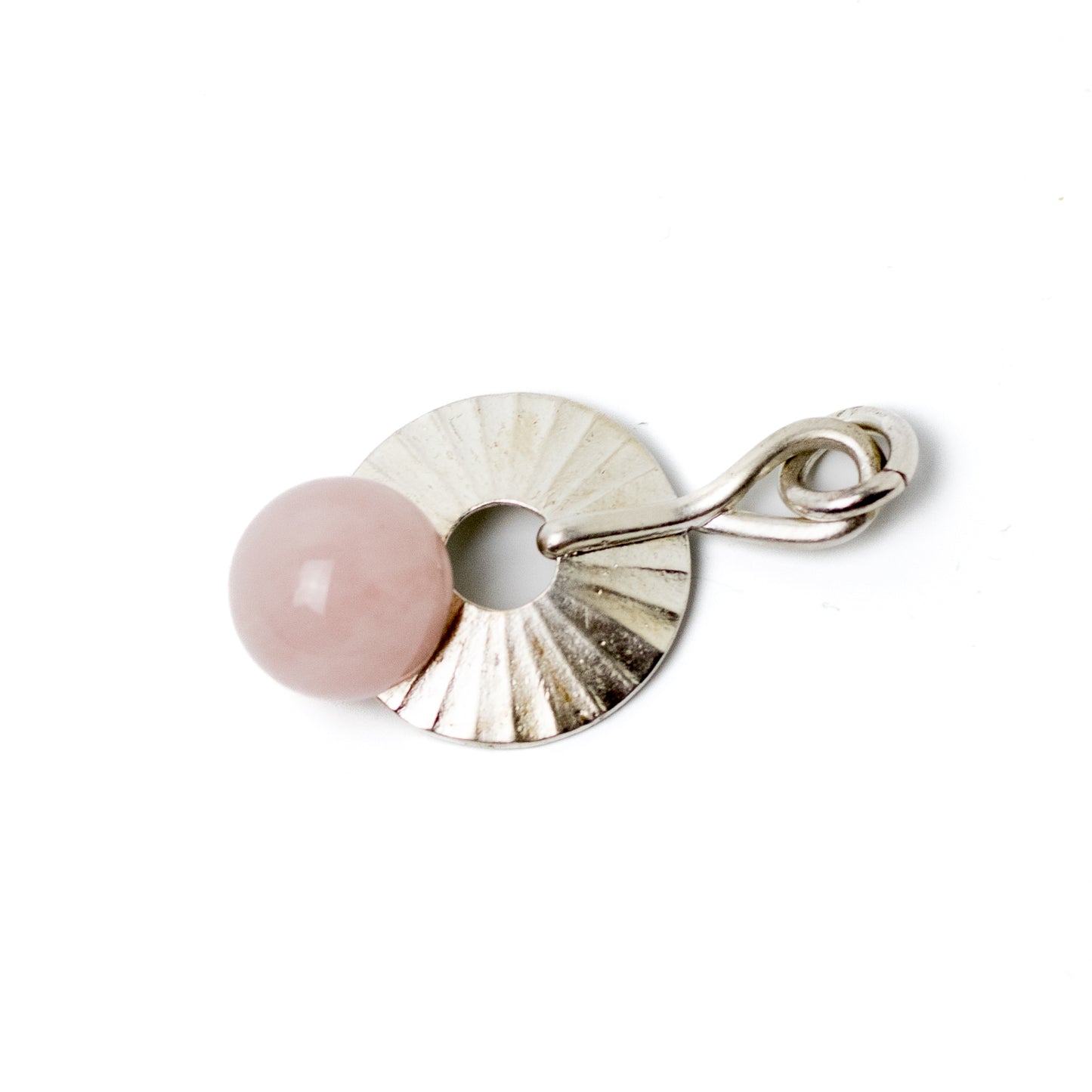 Theodor Fahrner Original Modernist Silver Pendant with Rose Quartz Sphere
